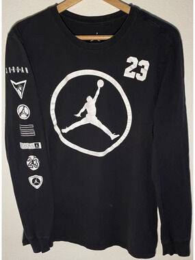 Air Jordan Jumpman 23 MJ Basketball Long Sleeve Graphic T-Shirt Black - L
